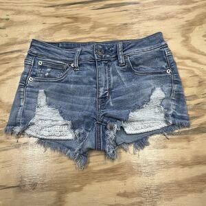 American Eagle Y2K Womens Shortie Shorts Lace Pockets Stretch Size 2